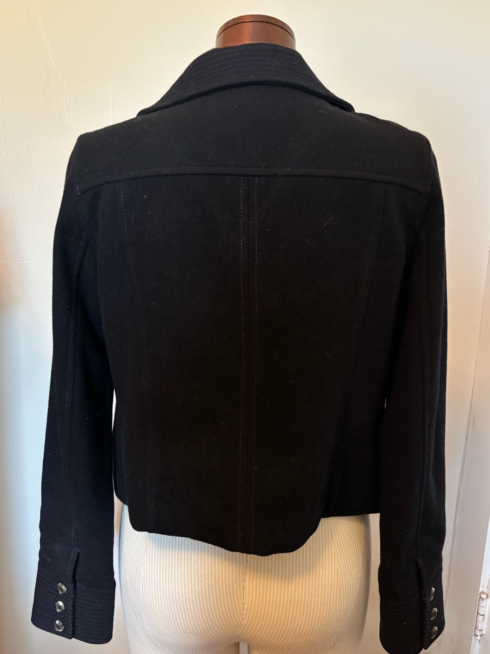 Free People Black Double-Breasted Cropped Peacoat - Picture 5 of 7